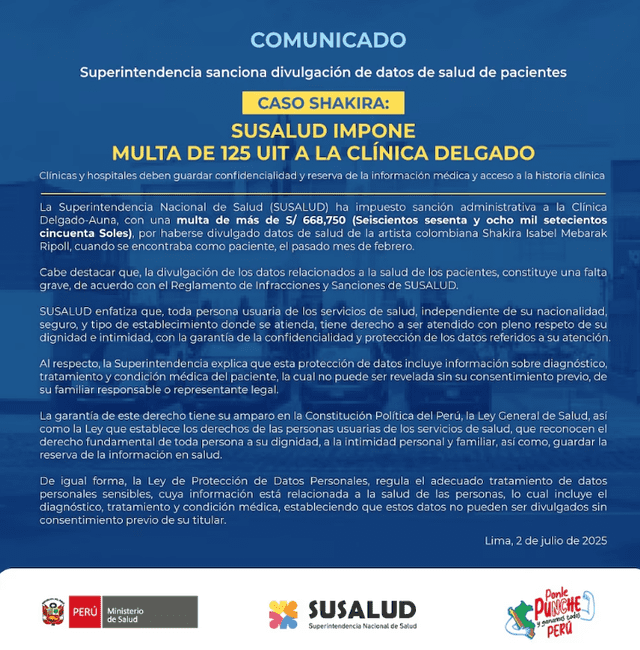 comunicado de Susalud comunicado de Susalud