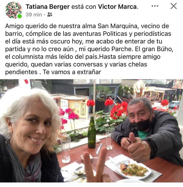 Mensaje de condolencia tras la muerte de Víctor Marca. Foto: X Mensaje de condolencia tras la muerte de Víctor Marca. Foto: X