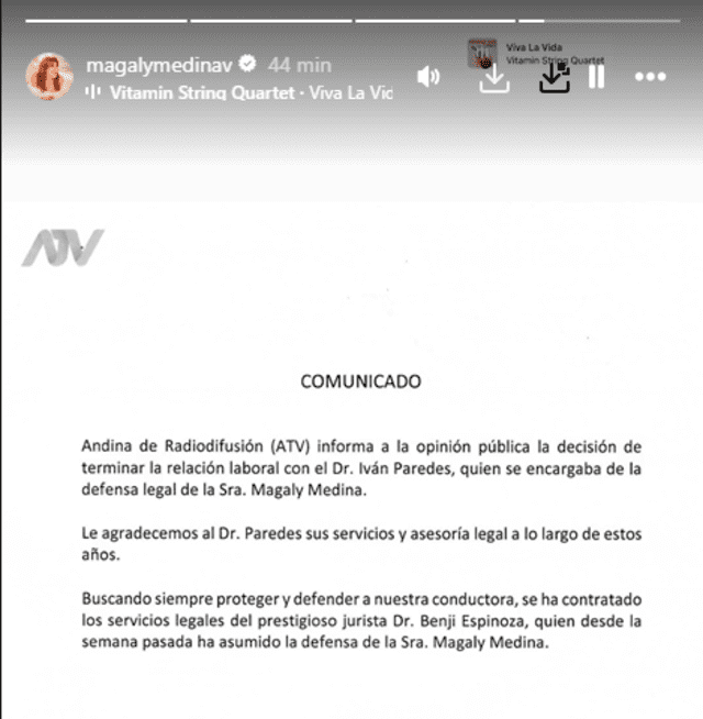 Magaly Medina hizo el cambio de abogado tras pagar reparación civil a Lucho Cáceres. 