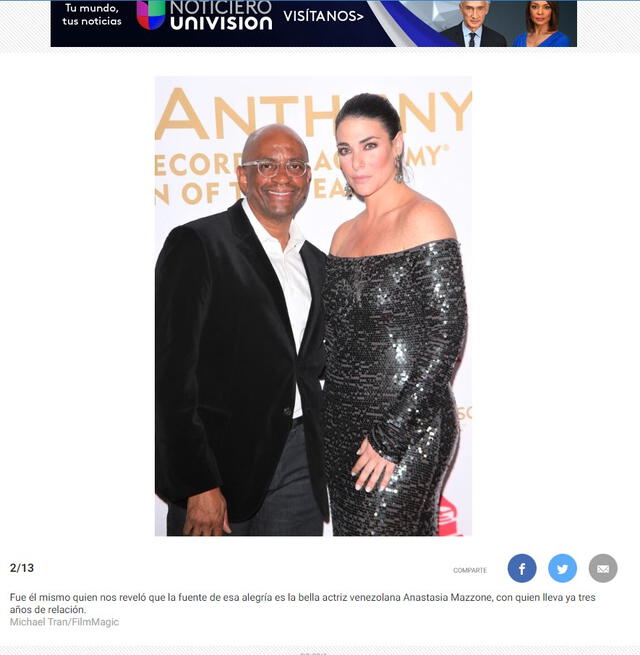 Portal de noticias de Univisión menciona a la actriz venezolana Anastasia Mazzone como la inspiración de Sergio George.   