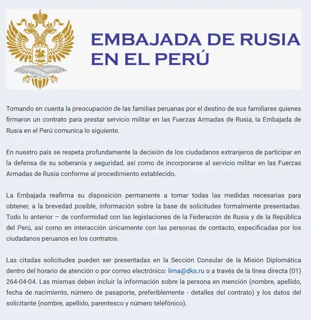 Embajada de Rusia en el Perú.