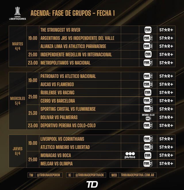 Canales TV y online para ver la Copa Libertadores.   