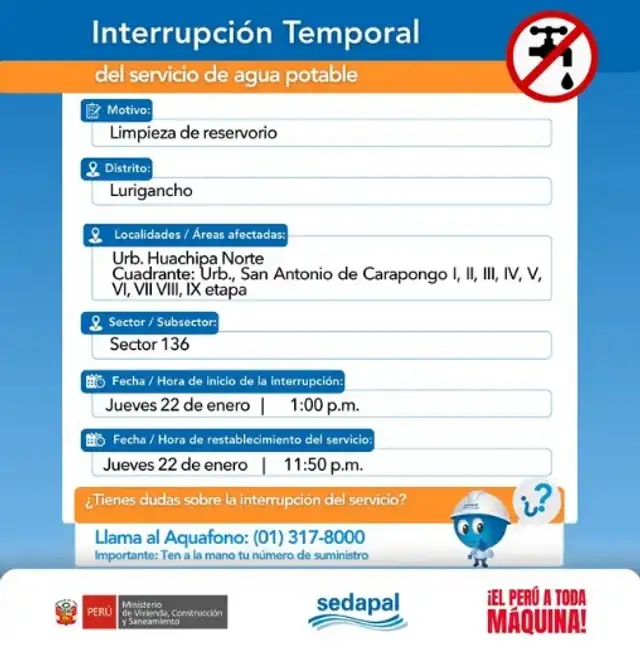 Conoce las zonas que se verán afectadas con el corte del servicio de agua.