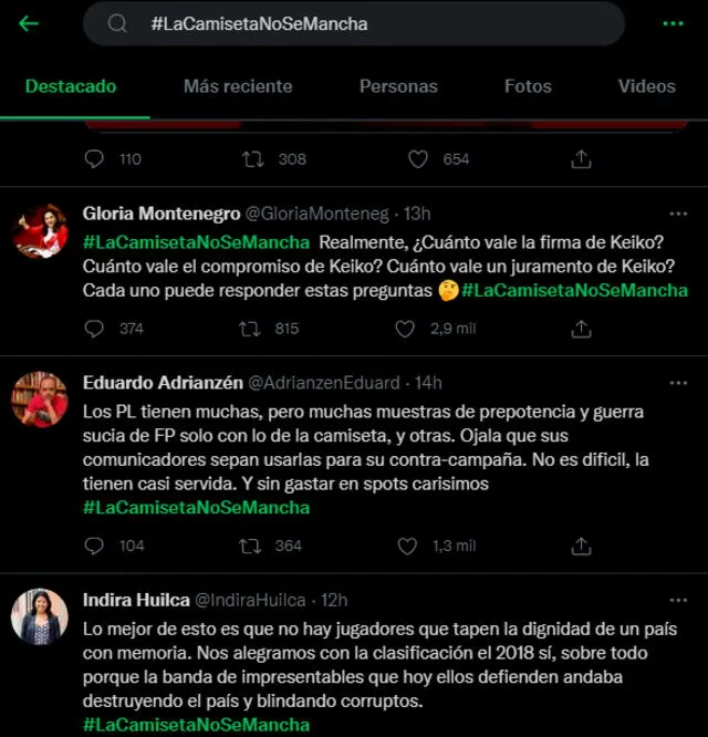 Mensaje de los internautas sobre la posición política de los futbolistas. | FUENTE: Twitter.   