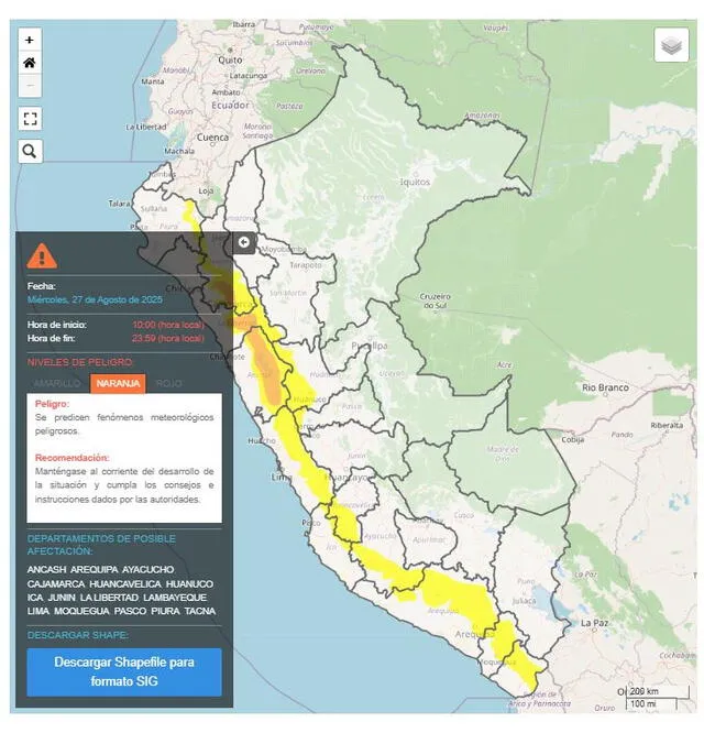 <strong> Senamhi emitió una alerta narajan para varias regiones del país ante un cambio climático</strong> <strong> Senamhi emitió una alerta narajan para varias regiones del país ante un cambio climático</strong>