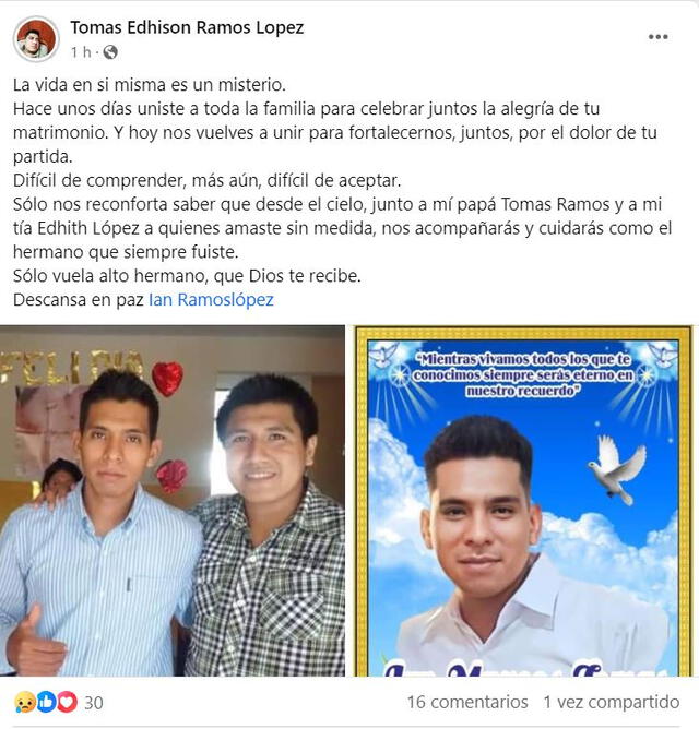 Con estas palabras, el hermano de Ian se despidió en Facebook.