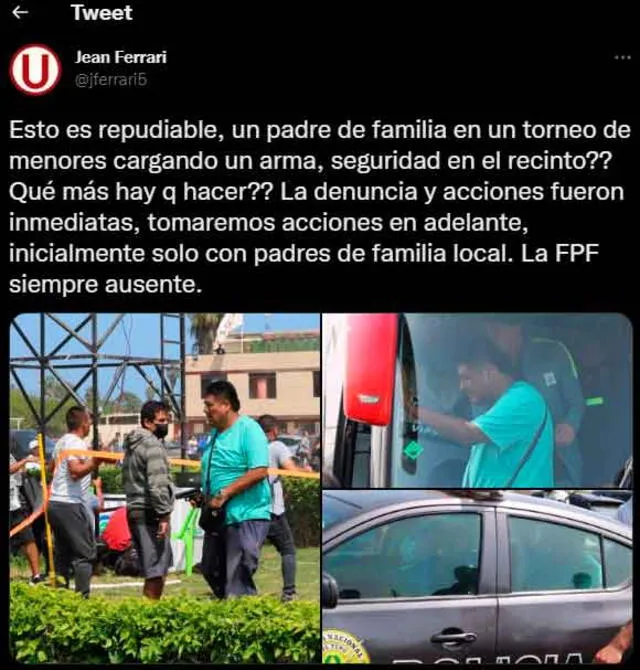 El mensaje de Jean Ferrari luego de los incidentes en Vidu. / FUENTE: Twitter.   