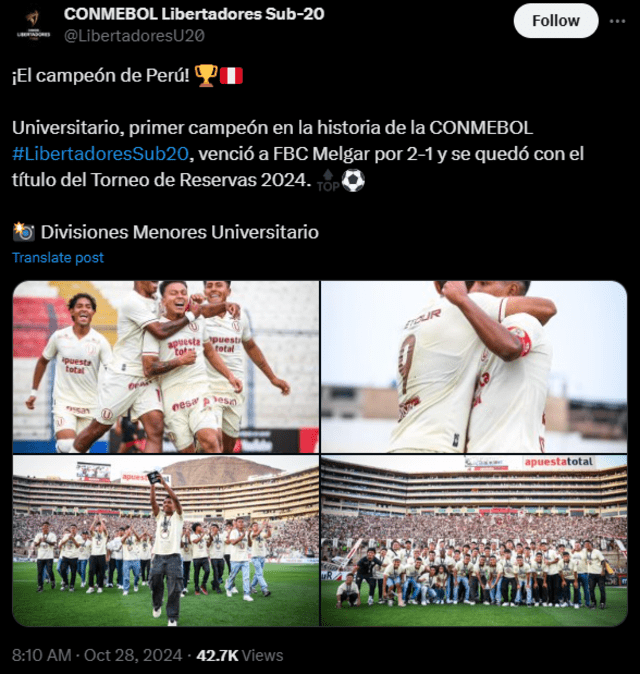 Conmebol a Universitario 