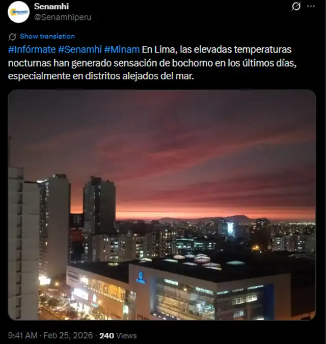 Sensación térmica romperá la barrera de los 35°C en estos distritos de Lima. Sensación térmica romperá la barrera de los 35°C en estos distritos de Lima.