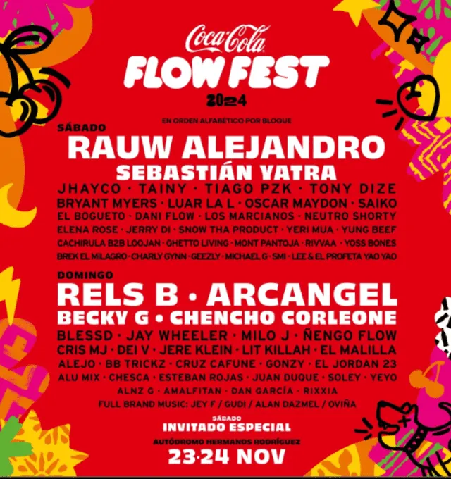 <em>Lista de artistas confirmados para el Flow Fest 2024. Captura: Instagram</em>   