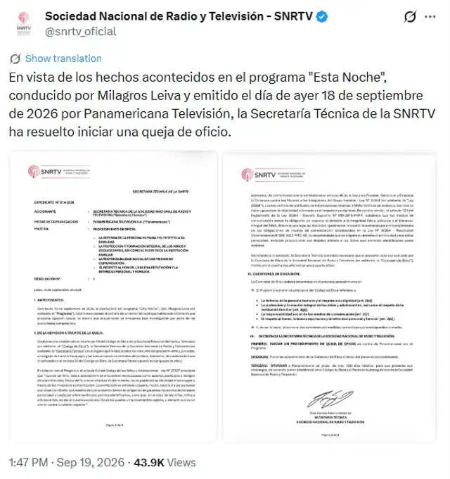Sociedad Nacional de Radio y Televisión toma DRÁSTICA DECISIÓN contra Milagros Leiva por exponer EN VIVO identidad de menor agredido en Liceo Naval