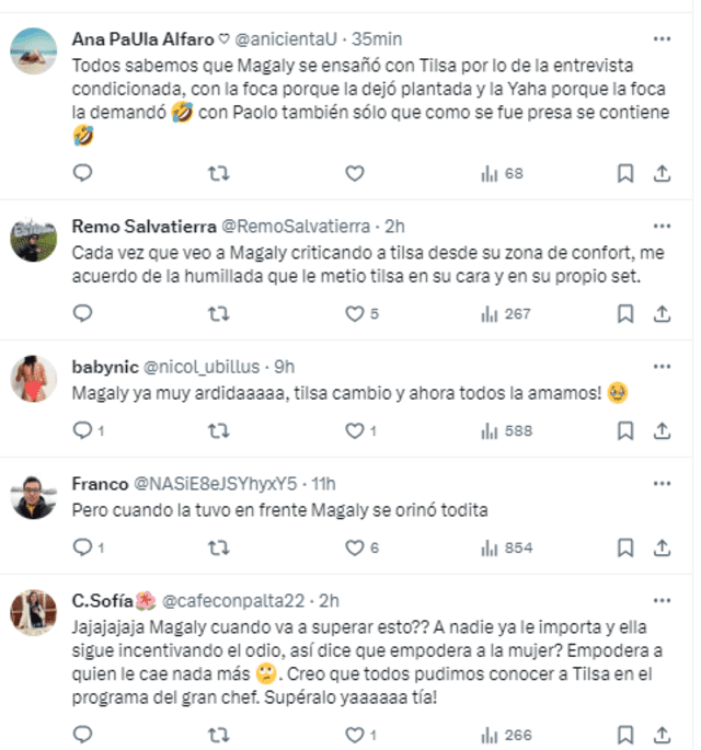 Usuarios defienden a Tilsa Lozano de críticas de Magaly Medina.