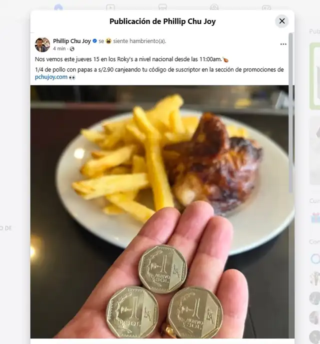 Phillip Chu Joy hizo pública esta promo en su cuenta de Facebook.