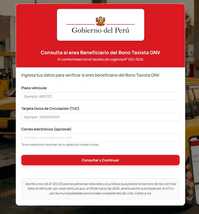 ¡Salió el bono! Taxistas con GNV ya tienen disponible el subsidio de 120 soles.