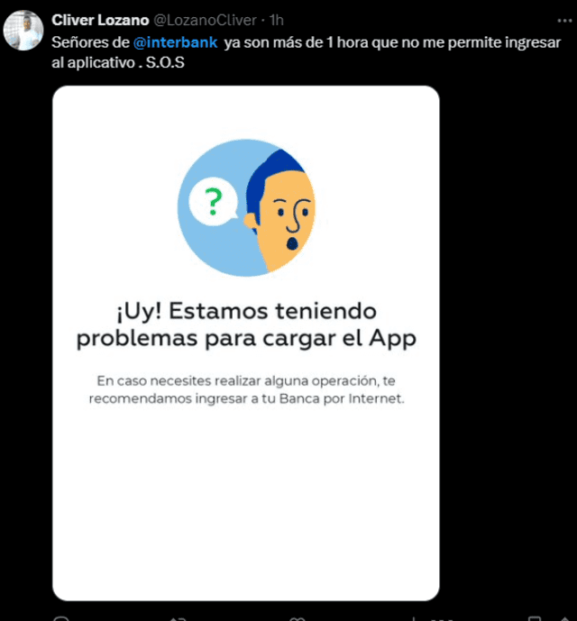 <em>Usuarios exponen fallas de app de Interbank.  Captura: X </em>   