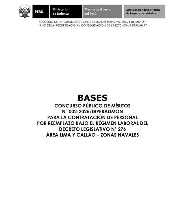 <strong> Convocatoria laboral para septiembre 2025 a la Marina de Guerra del Perú</strong>   