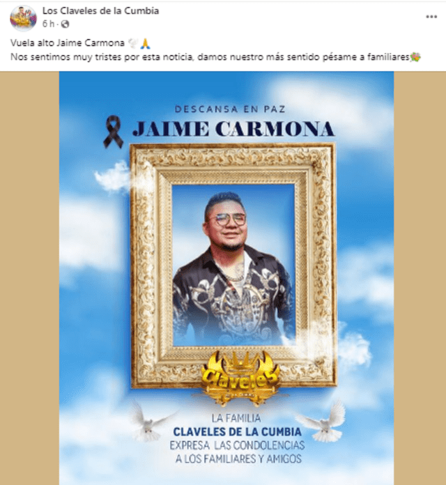 Los Claveles de la Cumbia se pronuncian tras el asesinato de Jaime Carmona.