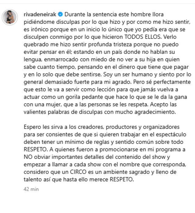 Korina Rivadeneira se pronuncia tras sentencia de bailarín que le hizo tocamientos indebidos Korina Rivadeneira se pronuncia tras sentencia de bailarín que le hizo tocamientos indebidos