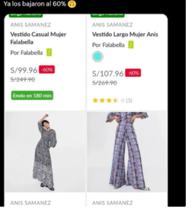  Falabella elimina ventas virtuales de la colección de Anis Samanez 