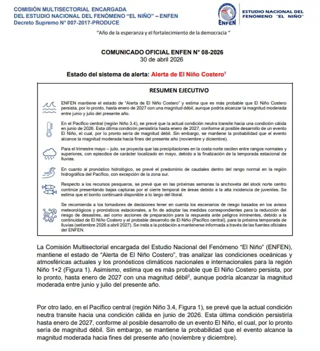 Niño Costero sería más severo a fin de año y duraría hasta 2027: ENFEN revela ciudades afectadas.