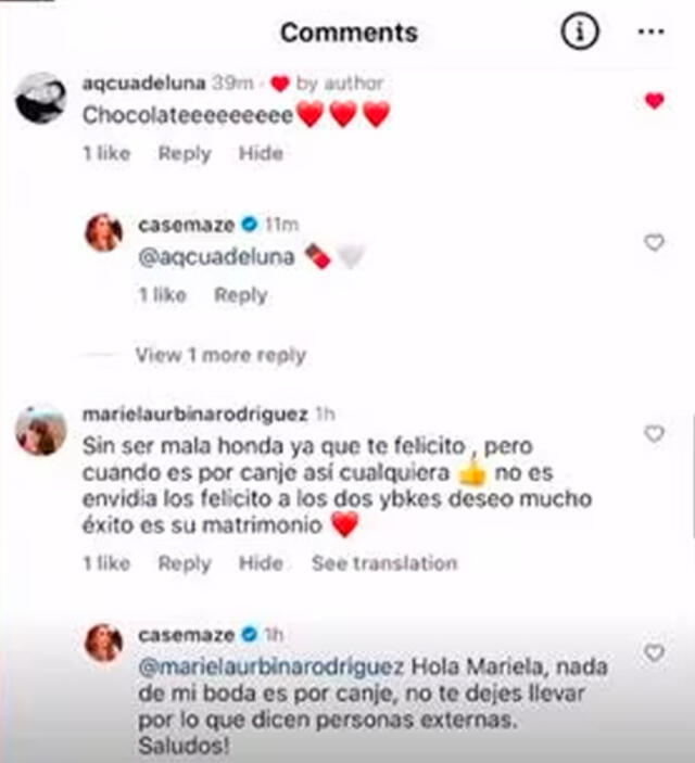 Cassandra Sánchez responde comentarios.