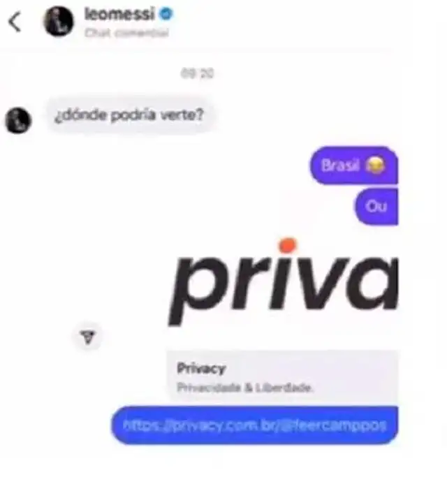 Supuestos mensajes entre Lionel Messi y Fernanda Campos.  