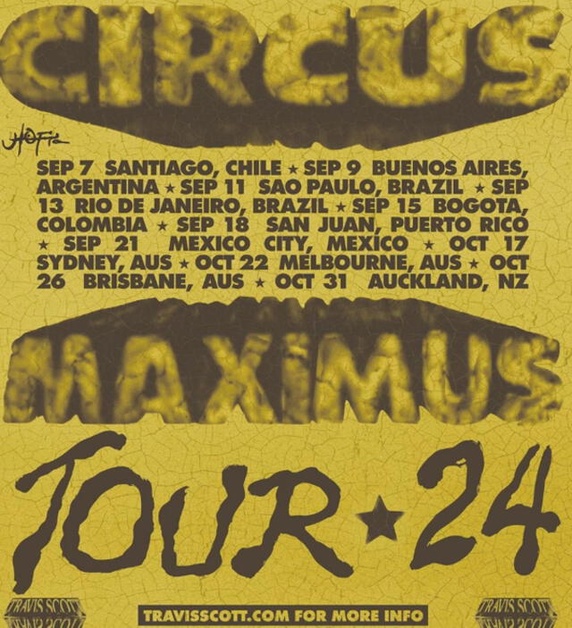 Travis Scott reveló qué países visitará con ‘Circus Maximus Tour’. 