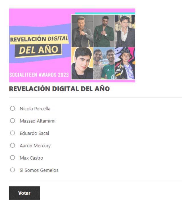 Los pasos para votar por Nicola Porcella en los Socialiteen Awards 2023.