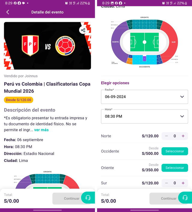 Perú vs. Colombia, los precios de las entradas. / Foto: Yape.   