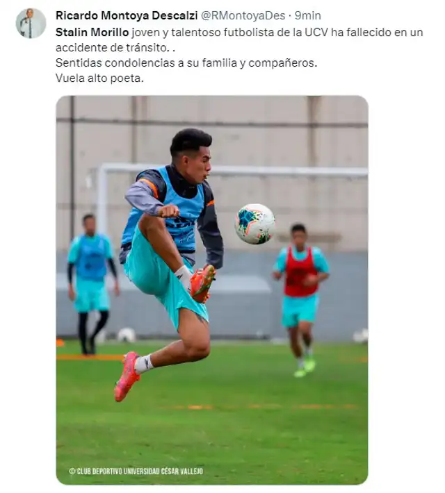 El periodista de Liga 1 Radio indicó que un accidente acabó con la vida de Morillo. El periodista de Liga 1 Radio indicó que un accidente acabó con la vida de Morillo.