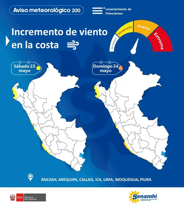 Aviso meteorológico N.° 200 del Senamhi. Aviso meteorológico N.° 200 del Senamhi.