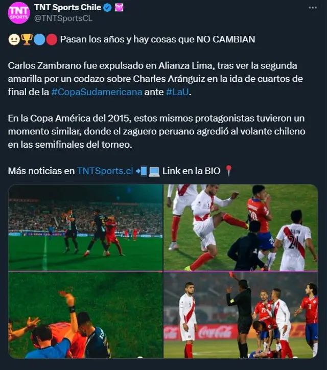  Medio chileno habló sobre Carlos Zambrano. Foto: TNT Sports Chile   