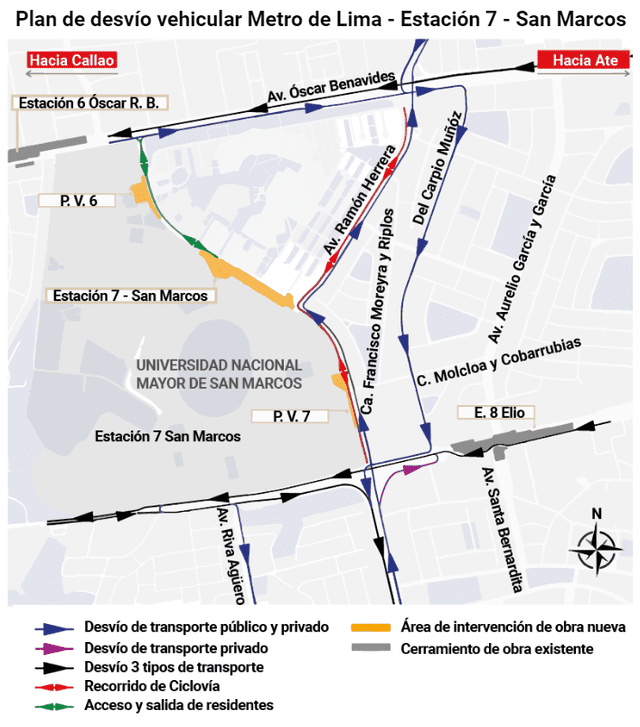 Plan de desvío Estación San Marcos - Metro de Lima