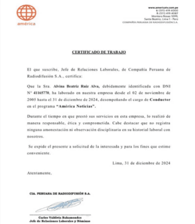  ¿Alvina Ruiz fue despedida de América Televisión? 