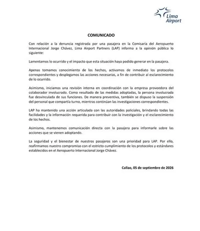 Comunicado de Lima Airport Patners.