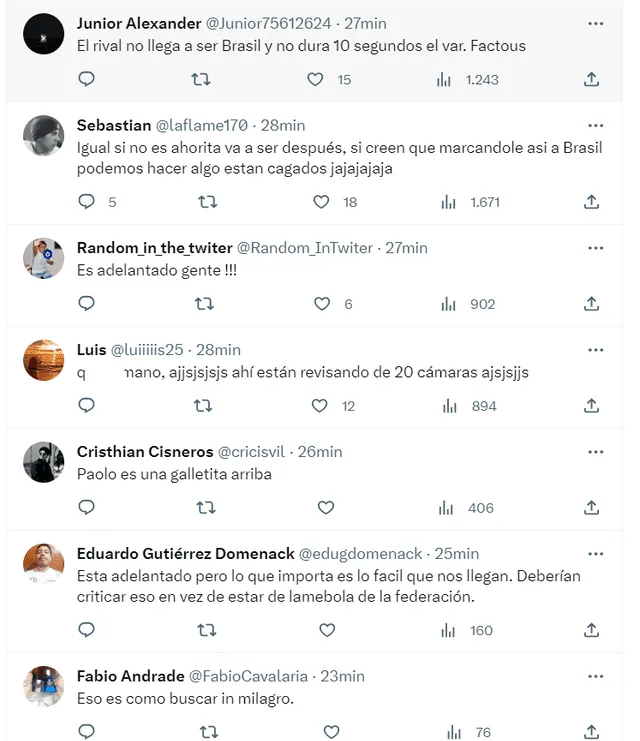  Comentarios de los hinchas de la 'bicolor' sobre la anulación del gol de Richarlison. 