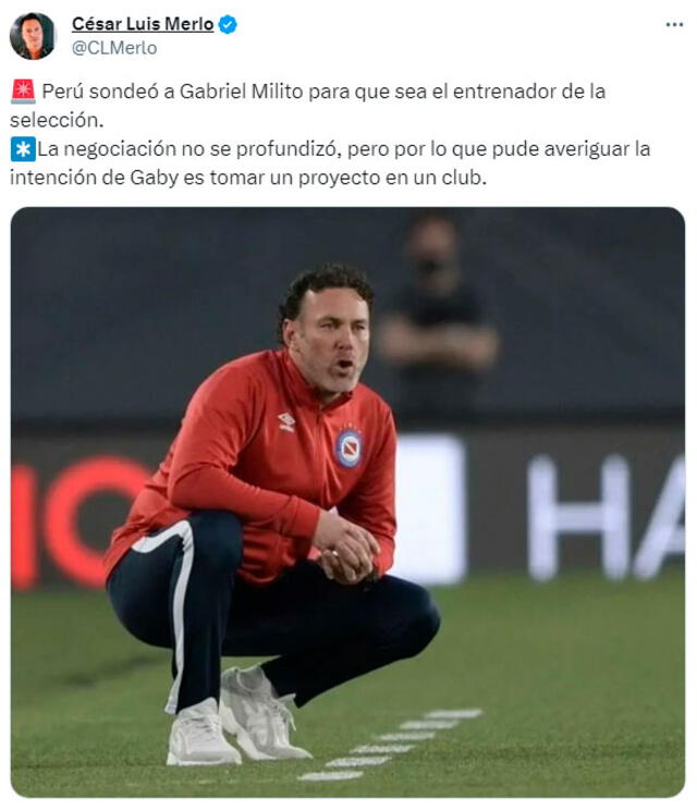 Milito no llegaría a la selección peruana. / Fuente: "X".   