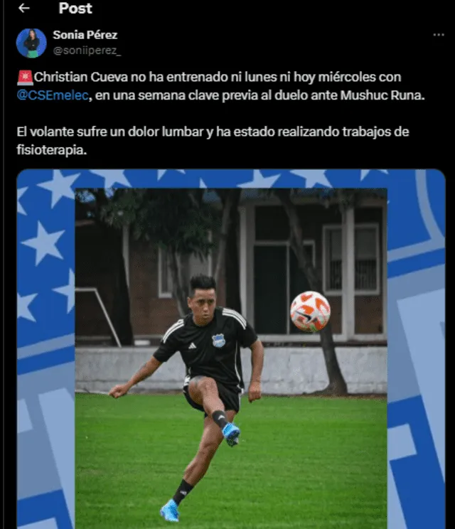 Christian Cueva queda fuera de los entrenamientos de Emelec tras anuncio de Pamela López Christian Cueva queda fuera de los entrenamientos de Emelec tras anuncio de Pamela López