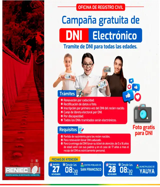 Campaña DNI electrónico gratuito en Áncash. Campaña DNI electrónico gratuito en Áncash.