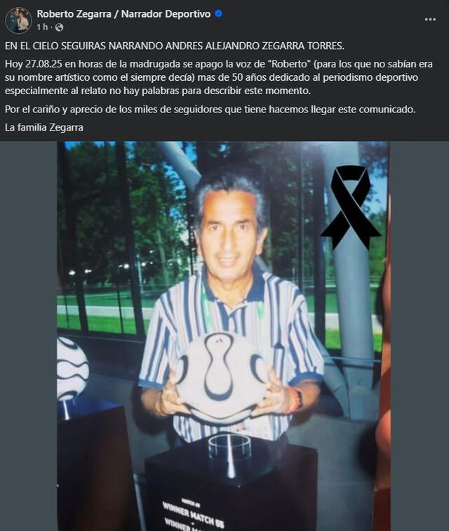 Falleció Roberto Zegarra.