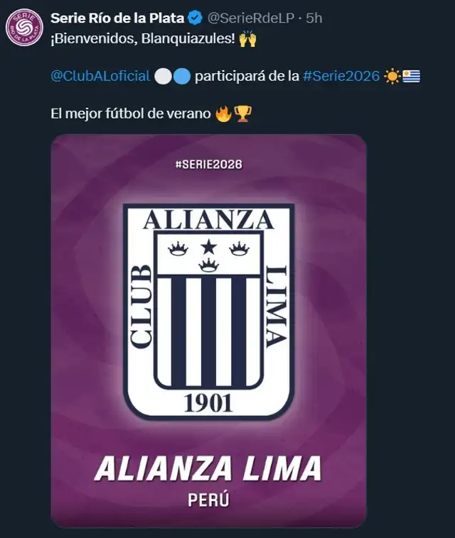  Publicación del torneo sobre los íntimos. Foto: X/SerieRdeLP   