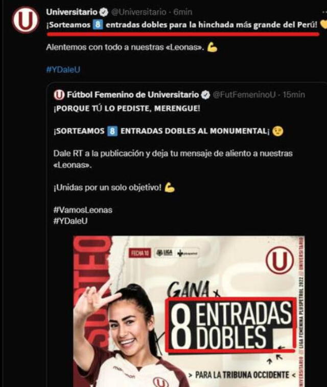 La publicación de Universitario que es viral en las redes sociales. / FUENTE: Twitter.   