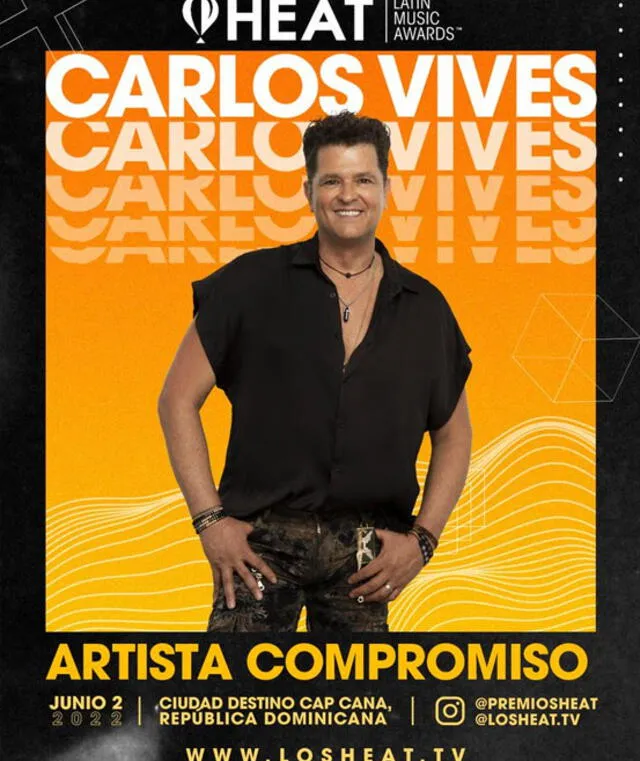  Cantante colombiano Carlos Vives. Foto: Instagram  