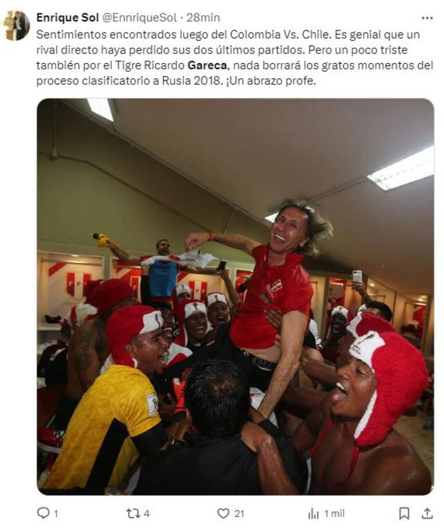  Hinchas peruanos inundan las redes sociales con mensajes de agradecimiento a Ricardo Gareca  