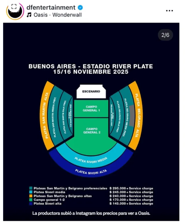 Entradas para Oasis en Argentina.