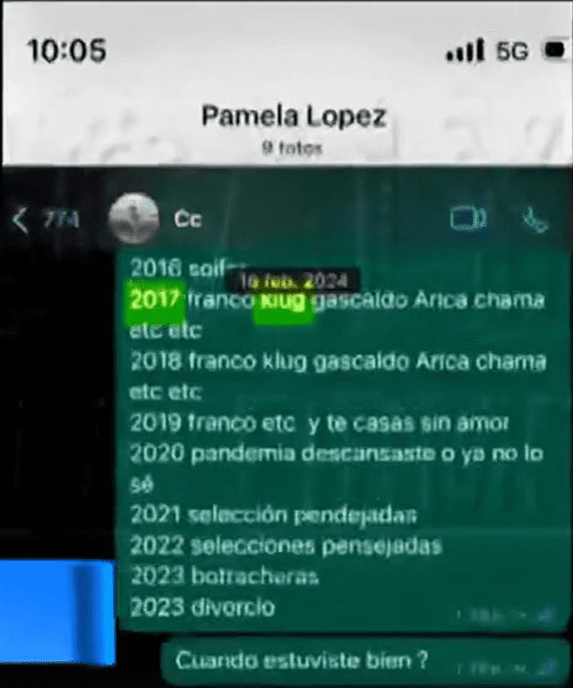 Chat entre Pamela López y Christian Cueva.