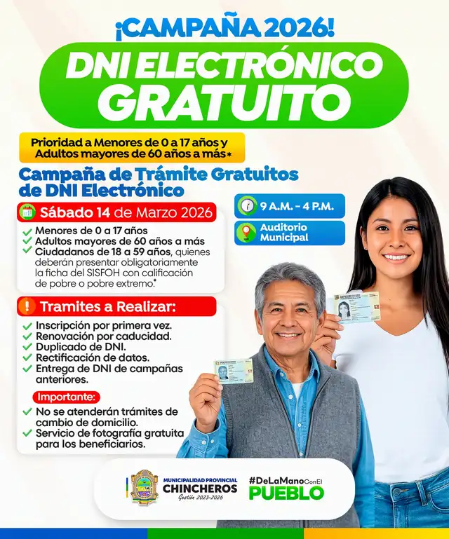  DNI electrónico gratis en Chincheros. Foto: Facebook.    