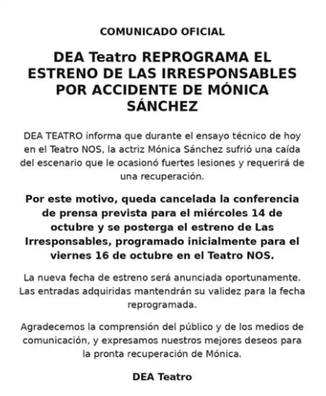 Mónica Sánchez sufrió lesiones tras fuerte caída. Mónica Sánchez sufrió lesiones tras fuerte caída.