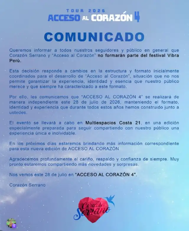 Corazón Serrano sorprende a fans con anuncio. Corazón Serrano sorprende a fans con anuncio.
