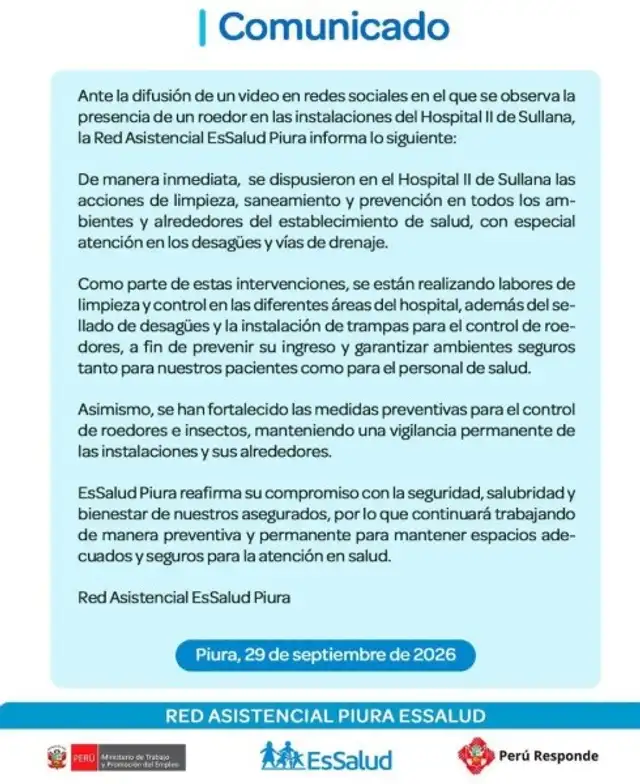 Comunicado de EsSalud. Comunicado de EsSalud.